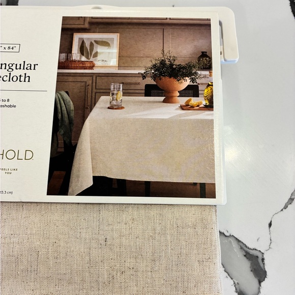Threshold Rectangular Tablecloth - Tan - Picture 3 of 4